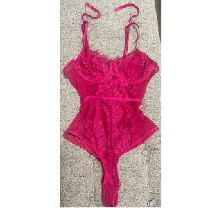 Hot pink corset lingerie onesie!
